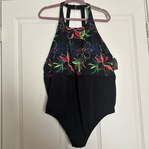 Floral Black Women's One Piece Swimsuit